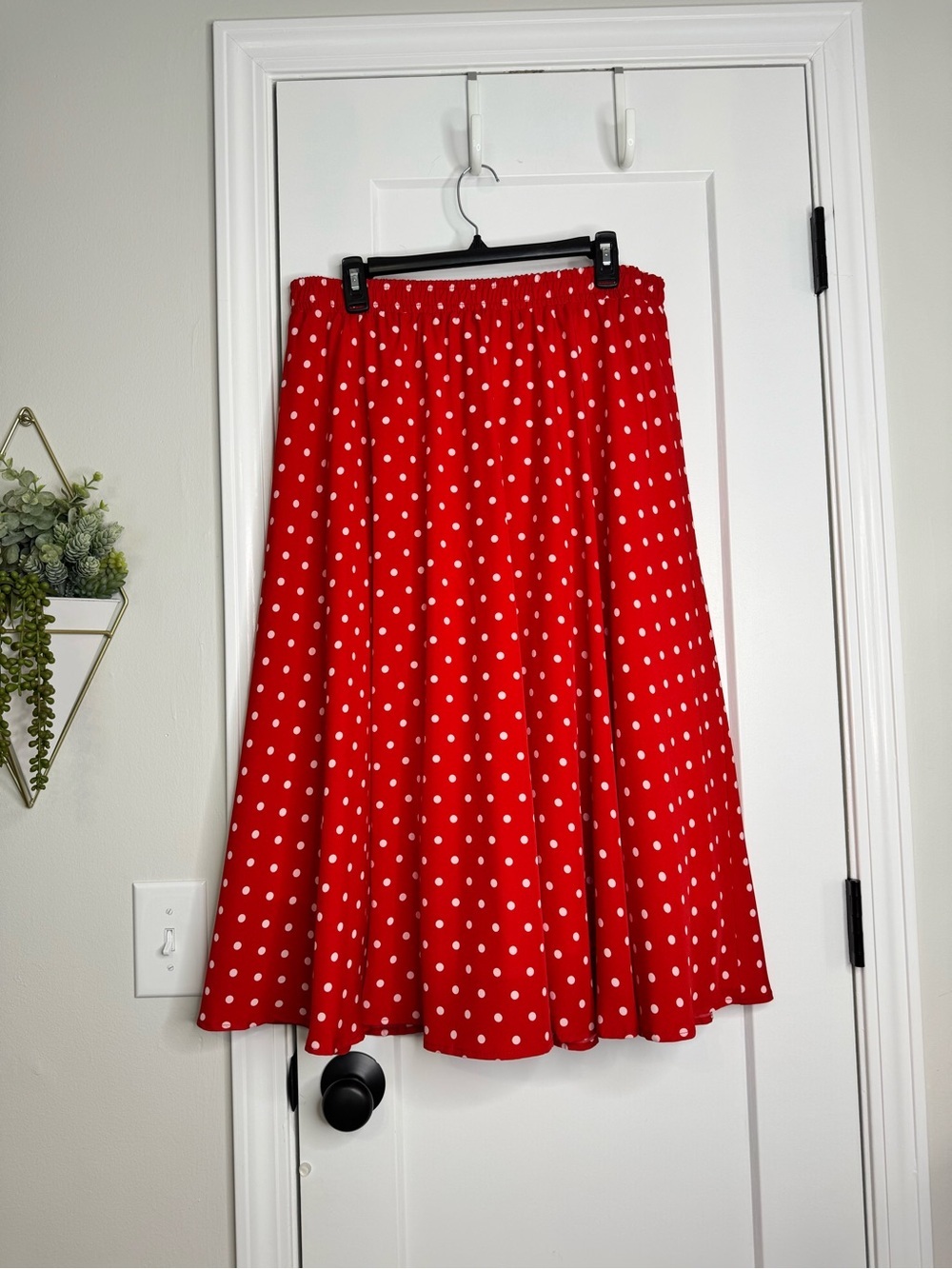 Red Polka Dot Midi Skirt